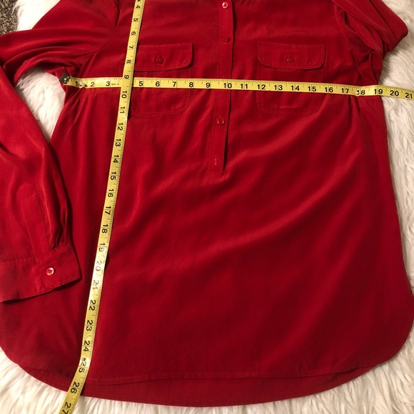 LOFT M coral red popover blouse - Picture 3 of 7